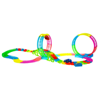 Świecący w ciemności Tor wyścigowy dla dzieci 3+ Pętle 360 + Wzniesienia 166 el. + 2 autka LED